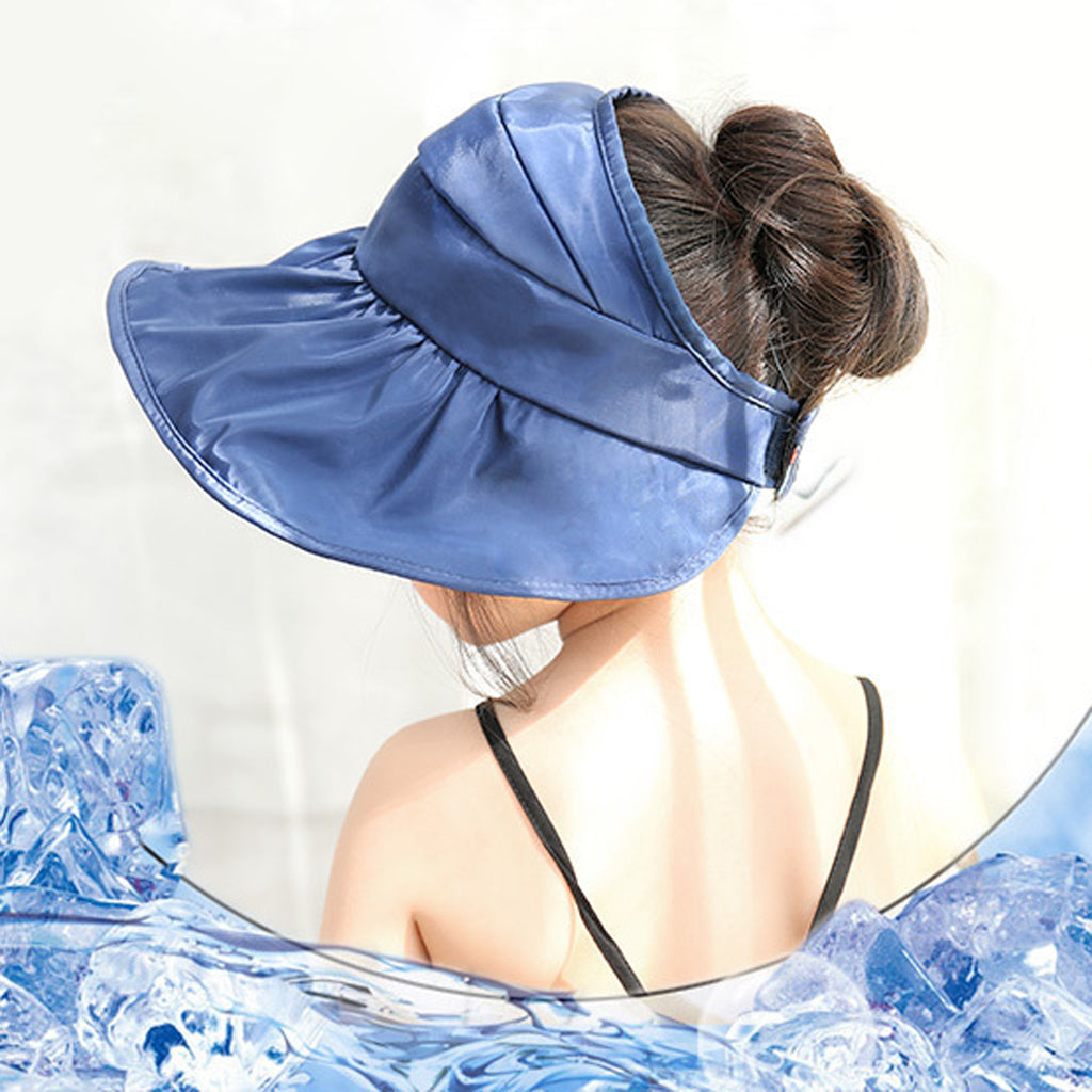 Summer Children's Sun Visor Hat Beach Hat Wide Brim Adjustable Cap Blue