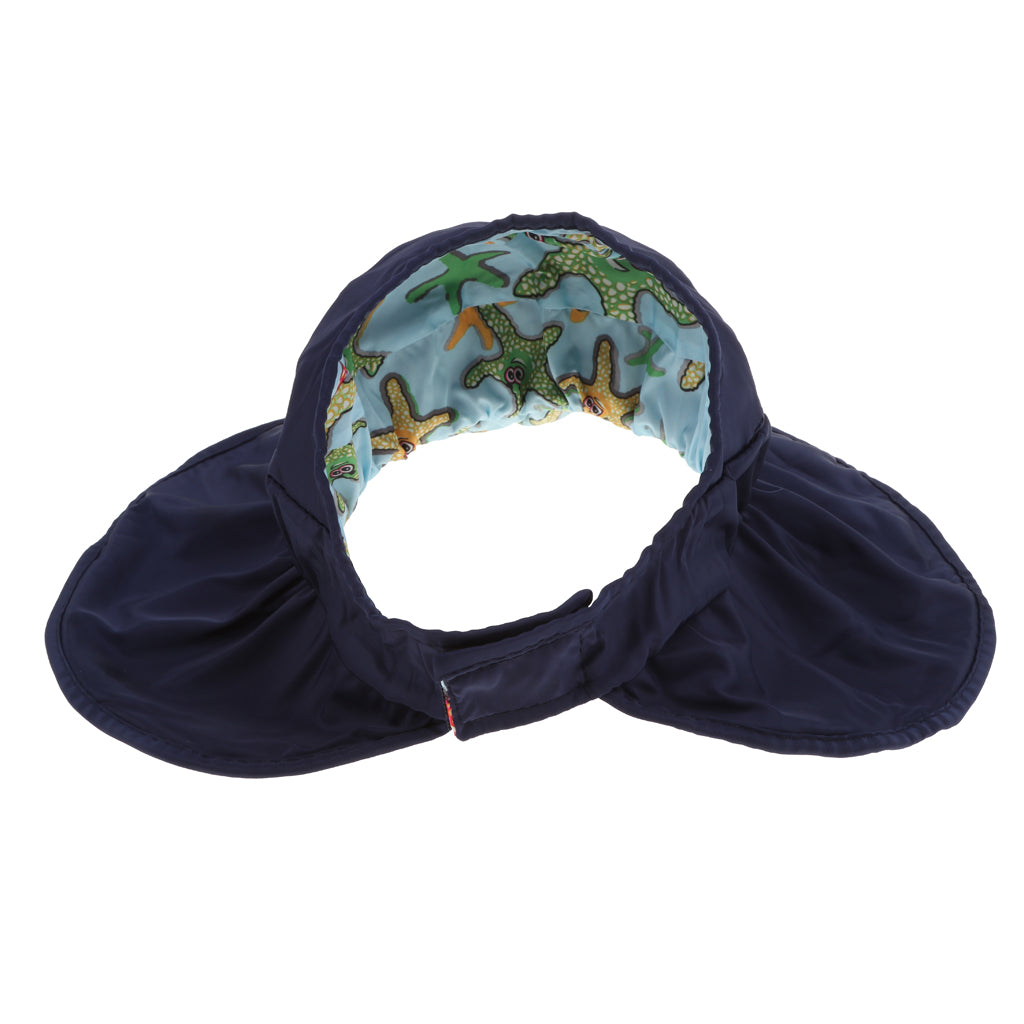 Summer Children's Sun Visor Hat Beach Hat Wide Brim Adjustable Cap Blue
