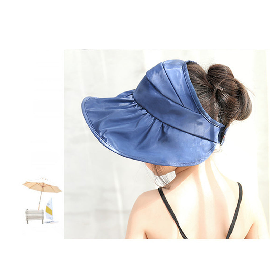 Summer Children's Sun Visor Hat Beach Hat Wide Brim Adjustable Cap Blue