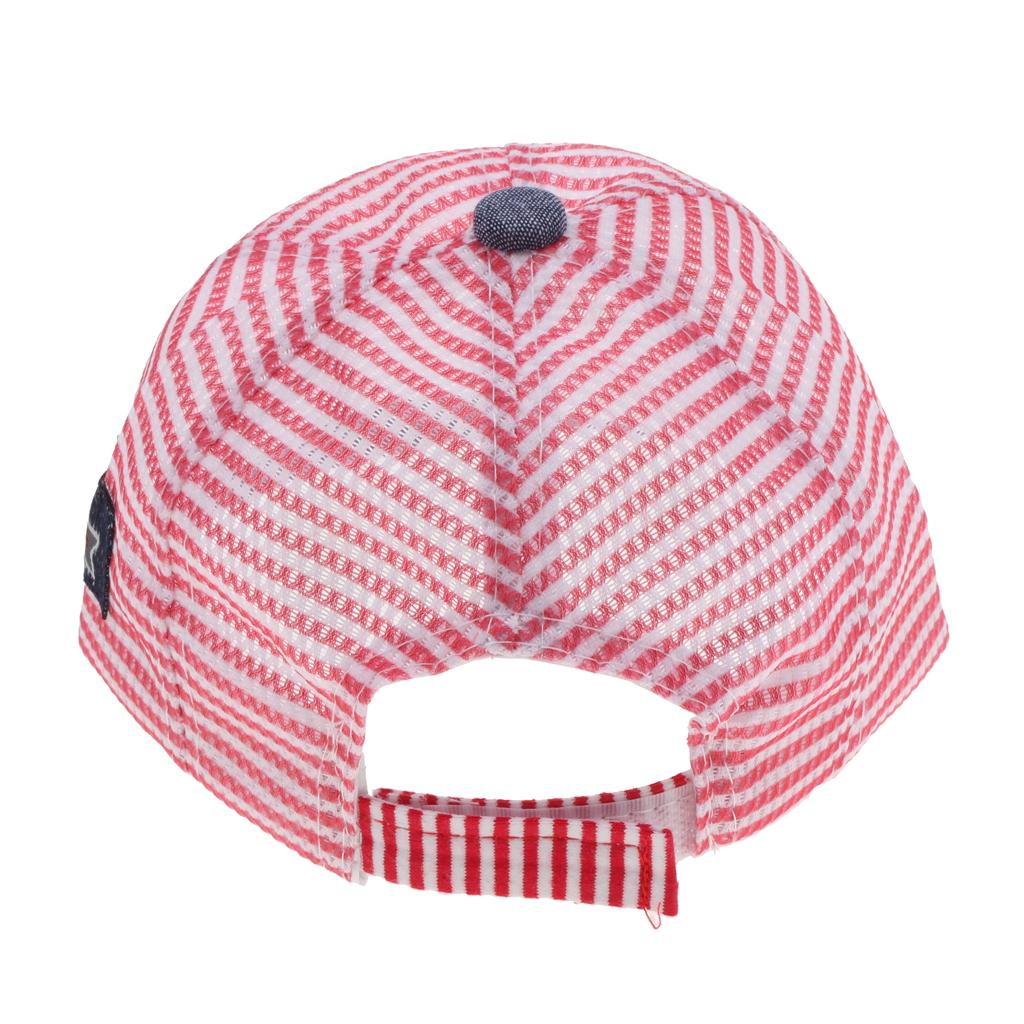 Baby Boy Hats Striped Soft Cotton Sunhat Baseball Cap Sun Hat Beret Mesh-Red