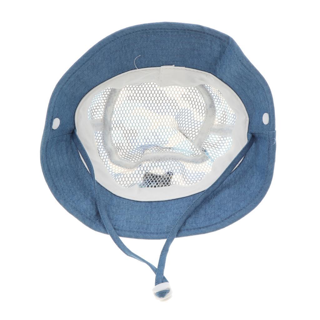 Baby Mesh Camo Fishing Bucket Sun Hat Summer Cap with Chin Strap Blue