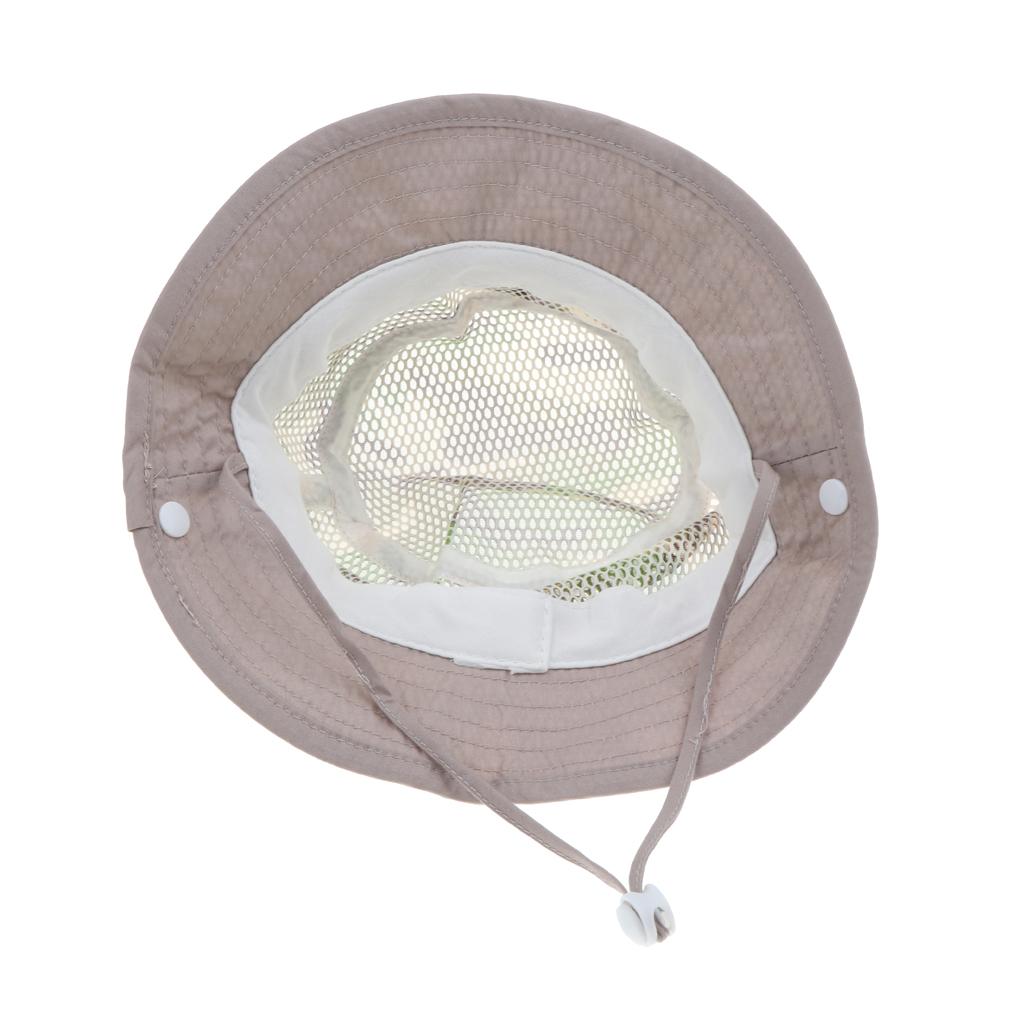 Baby Mesh Camo Fishing Bucket Sun Hat Summer Cap with Chin Strap Khaki