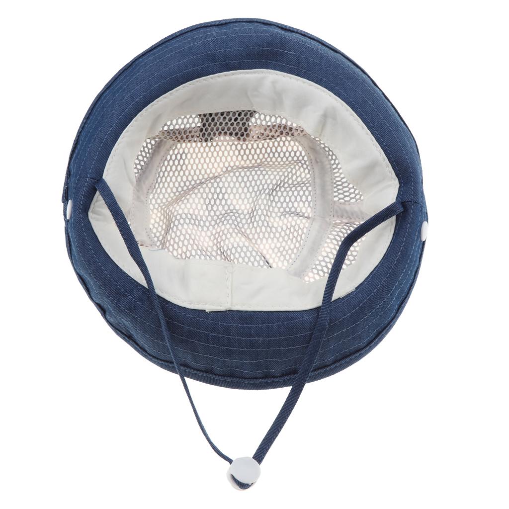 Baby Mesh Camo Fishing Bucket Sun Hat Summer Cap with Chin Strap Brown