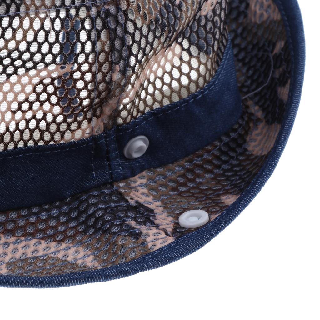 Baby Mesh Camo Fishing Bucket Sun Hat Summer Cap with Chin Strap Brown