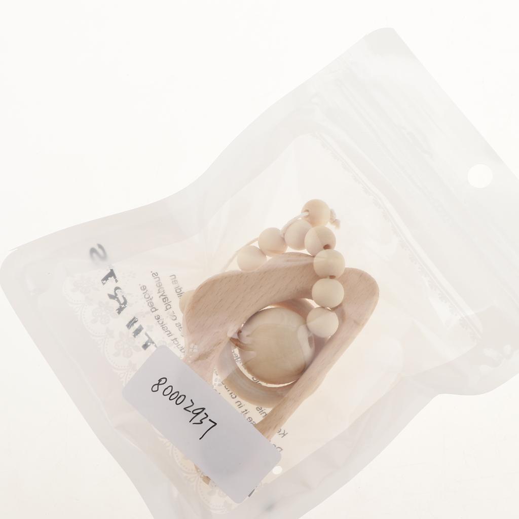 Natural Wooden Baby Teether Wood Teething Bracelet Ring Style 1-Cloud