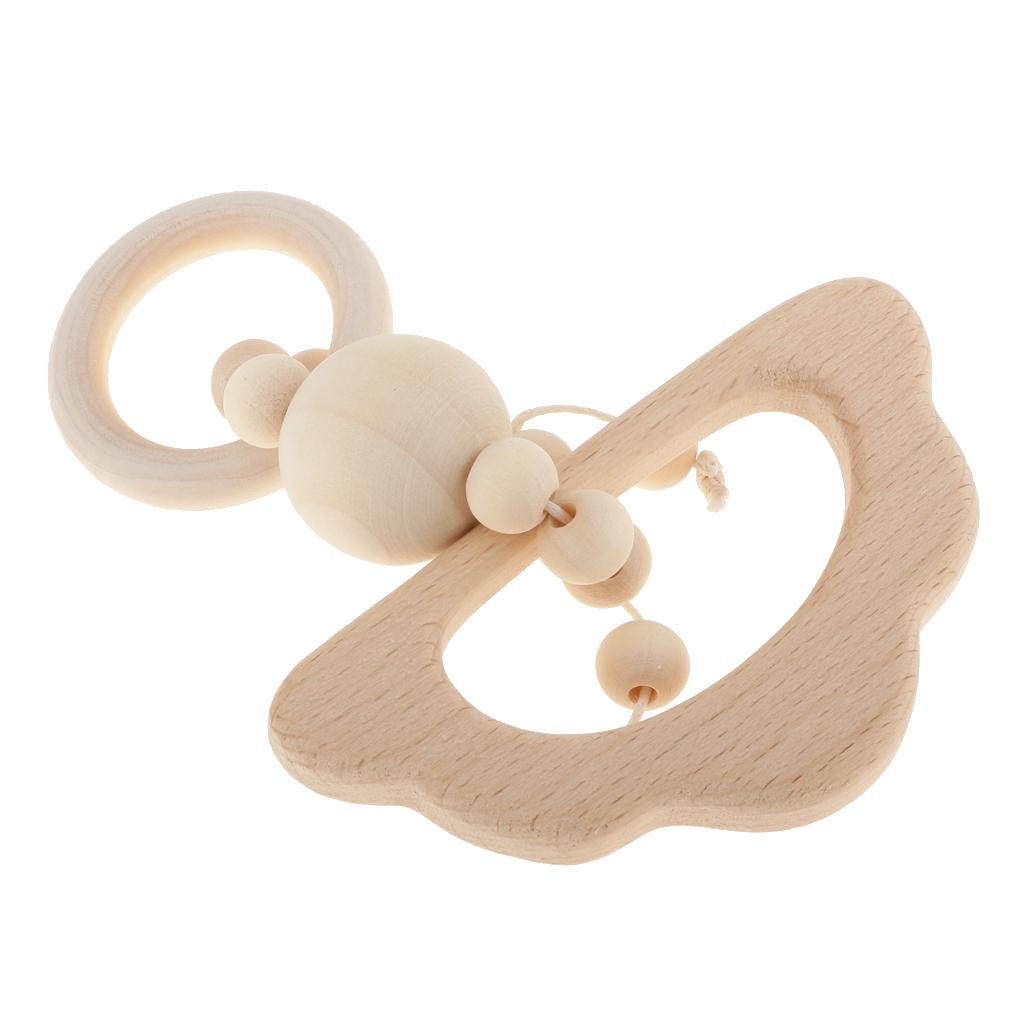 Natural Wooden Baby Teether Wood Teething Bracelet Ring Style 1-Cloud