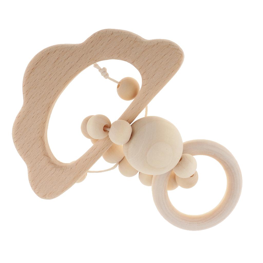 Natural Wooden Baby Teether Wood Teething Bracelet Ring Style 1-Cloud