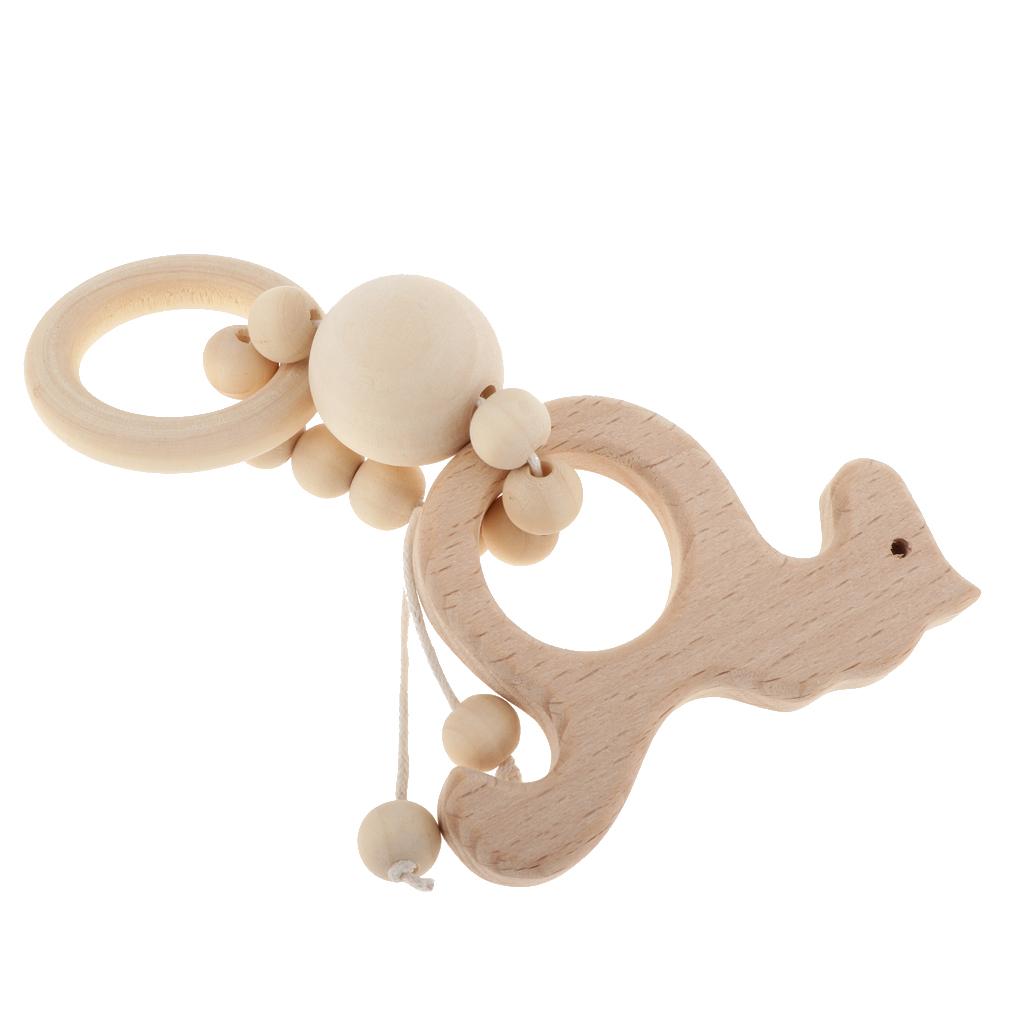 Natural Wooden Baby Teether Wood Teething Bracelet Ring Style 1-Horse