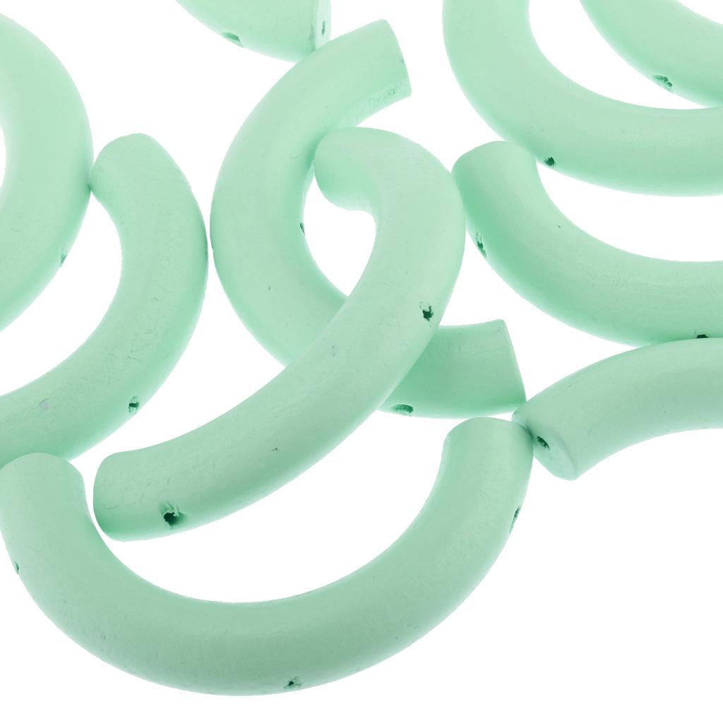 10 Pieces Colored Three-Hole Wood Ring Teether for Baby Teether Toys Green
