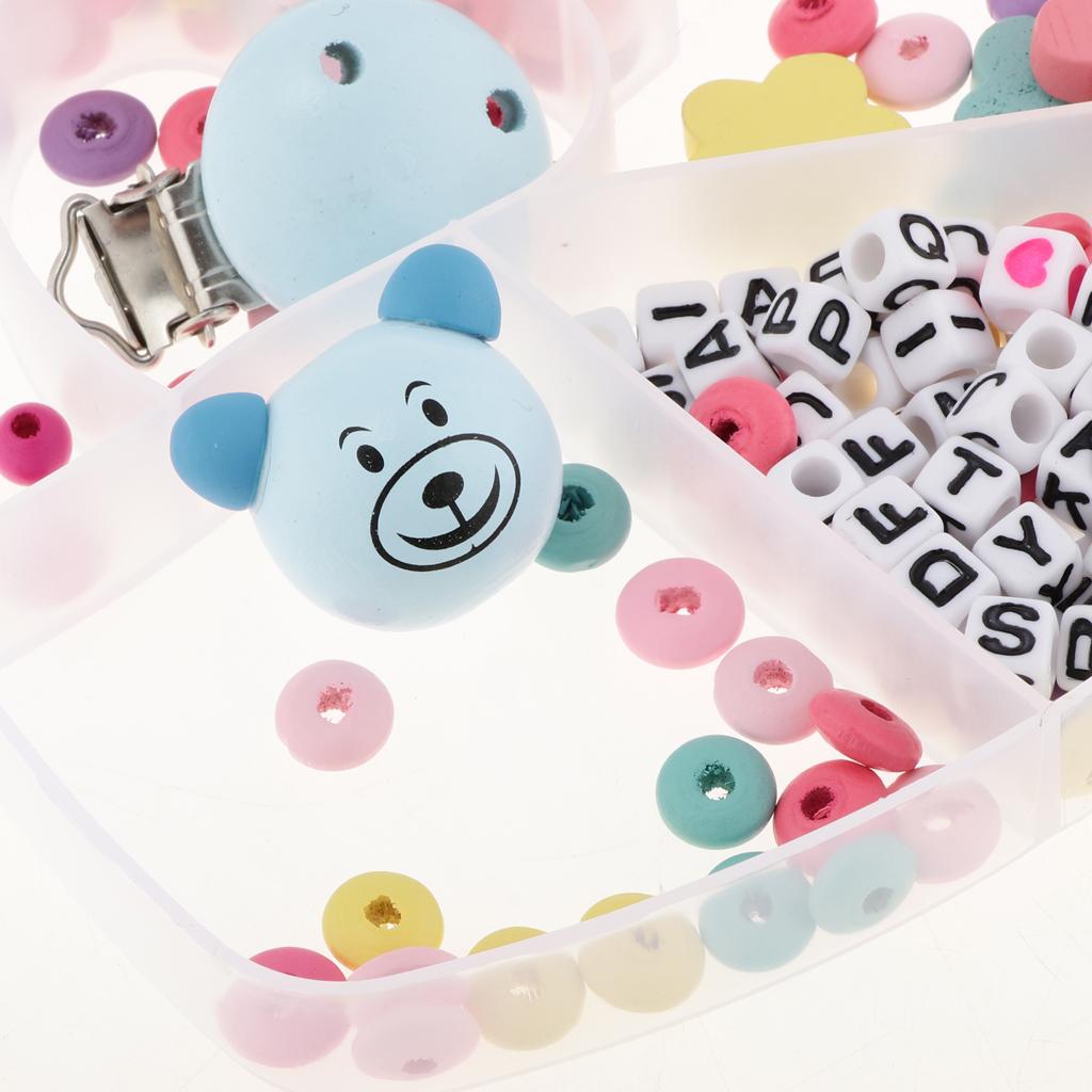 Cartoon Baby Dummy Clips Character Wooden Infant DIY Pacifier Clip Chain Holder