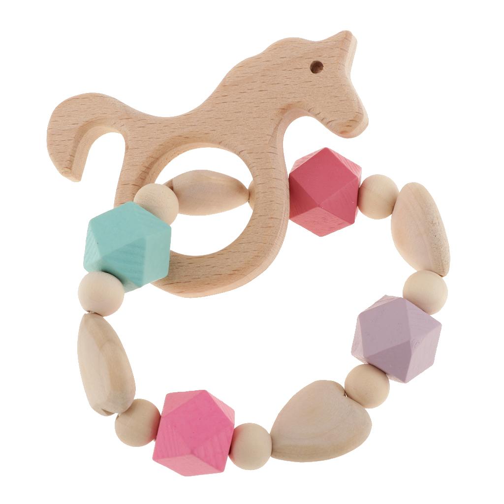 Baby Wooden Teether Nursing Bracelet Food Grade Style 2-Horse