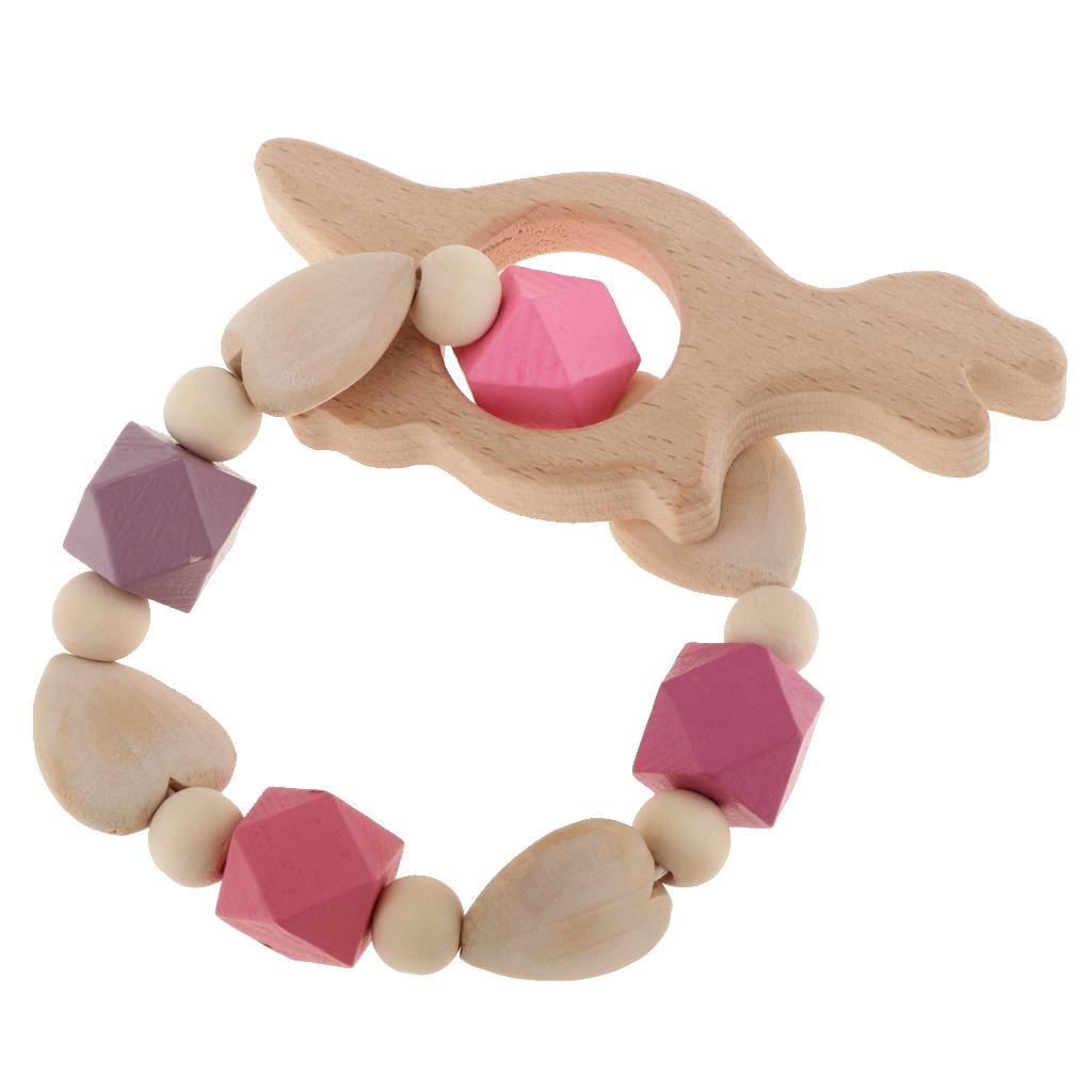 Baby Wooden Teether Nursing Bracelet Food Grade Style 2-Dinosaur