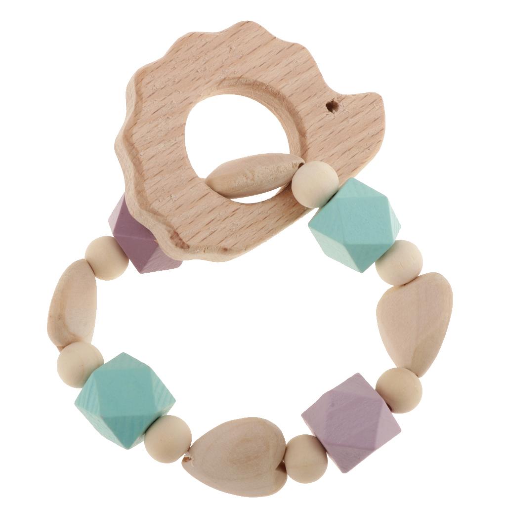 Baby Wooden Teether Nursing Bracelet Food Grade Style 2-Hedgehog