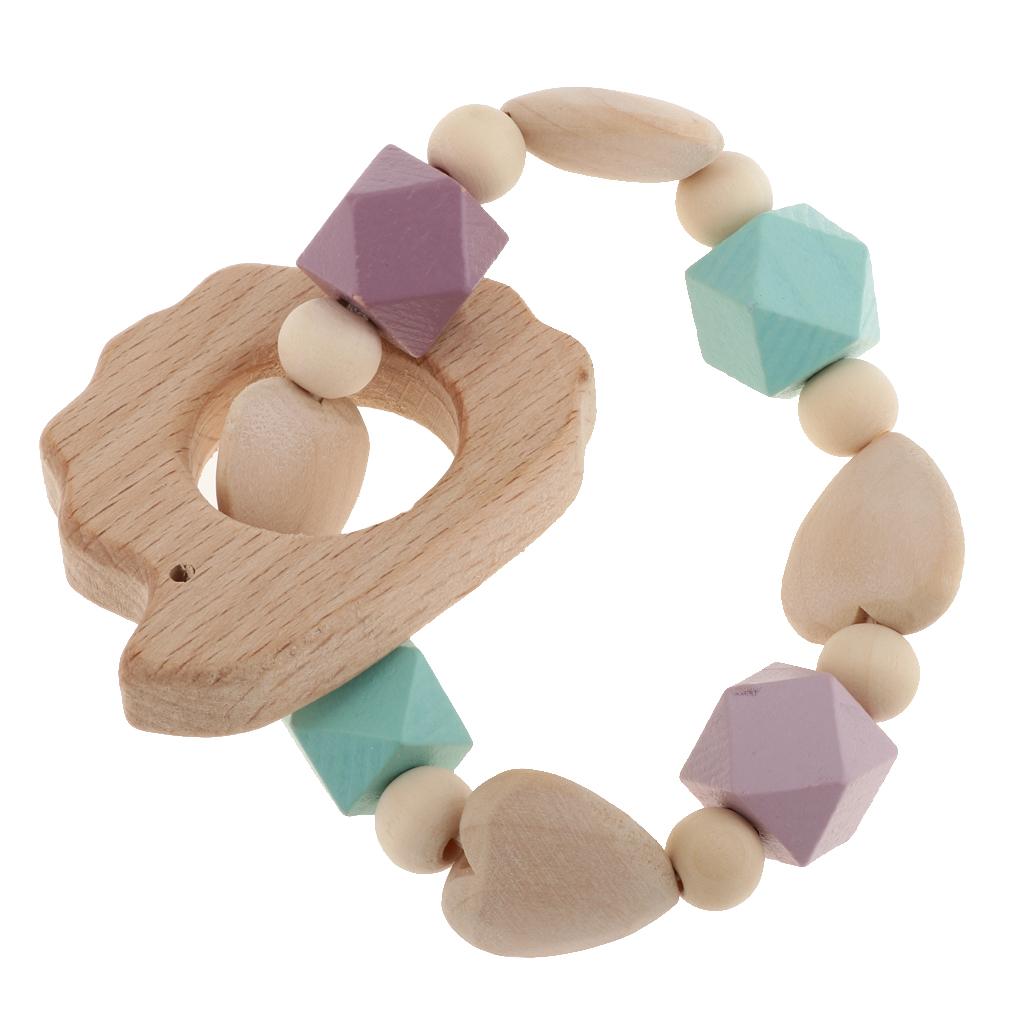 Baby Wooden Teether Nursing Bracelet Food Grade Style 2-Hedgehog