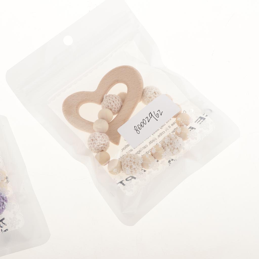 Baby Bracelets Wooden Teether Beads Teething Rattles Nursing Toy Heart