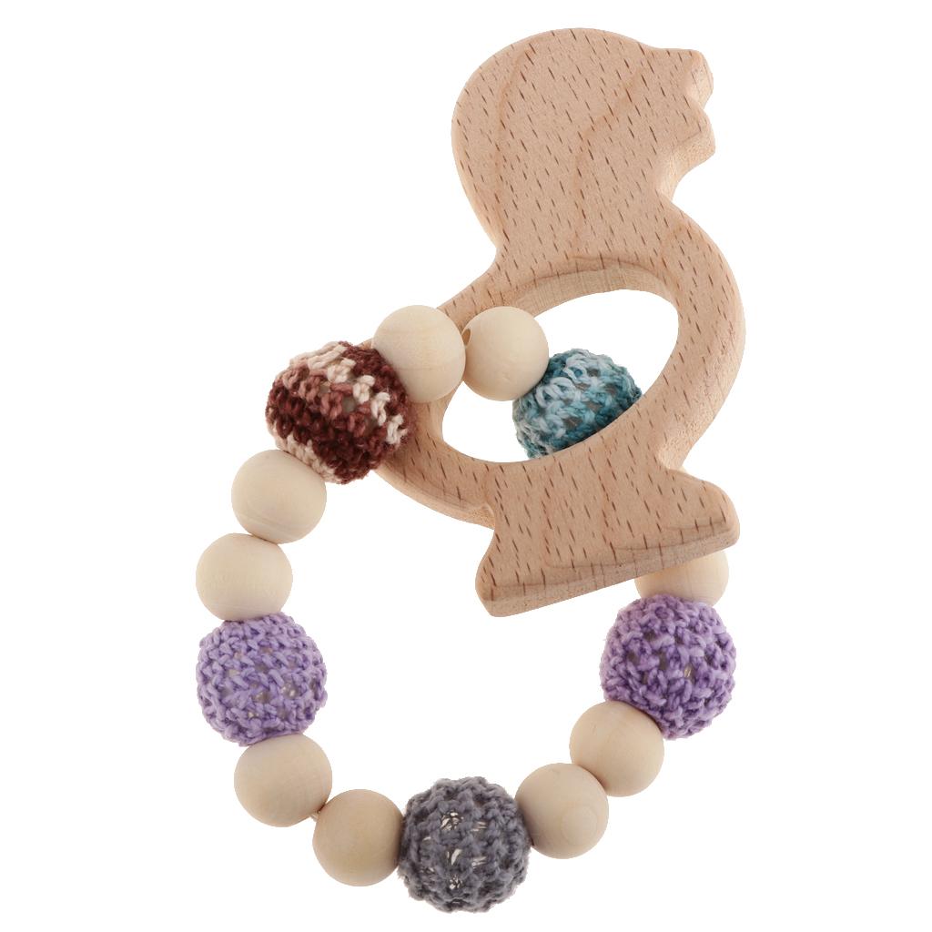 Baby Bracelets Wooden Teether Beads Teething Rattles Nursing Toy Chook