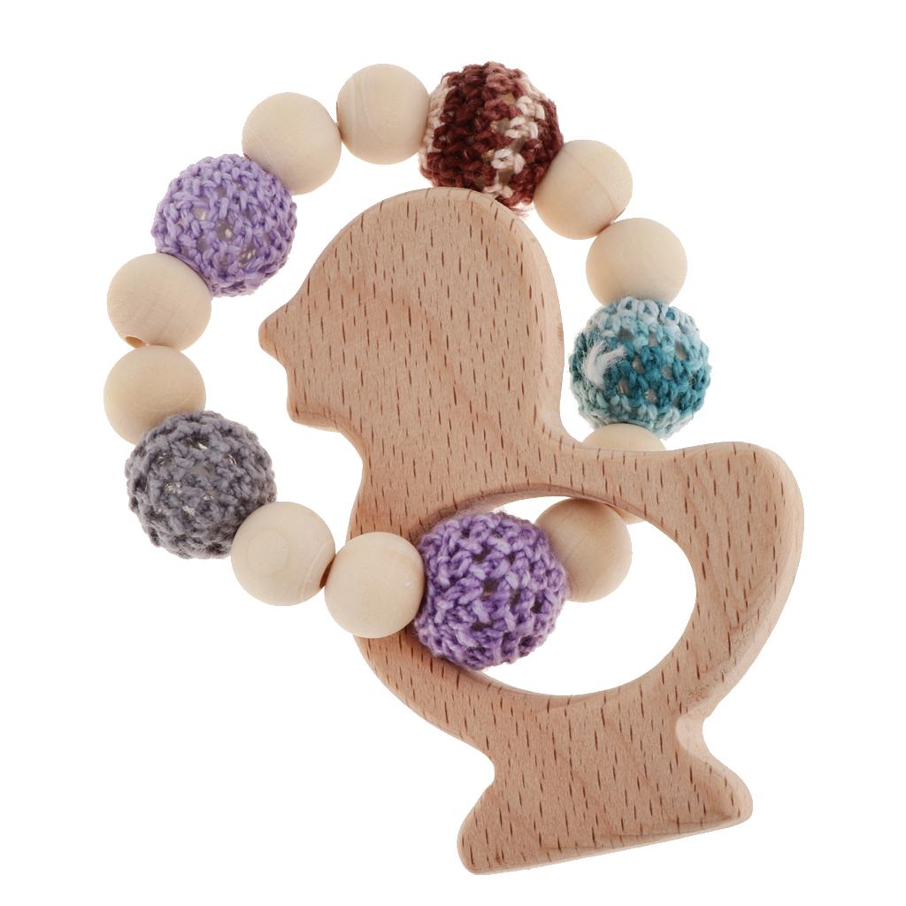 Baby Bracelets Wooden Teether Beads Teething Rattles Nursing Toy Chook