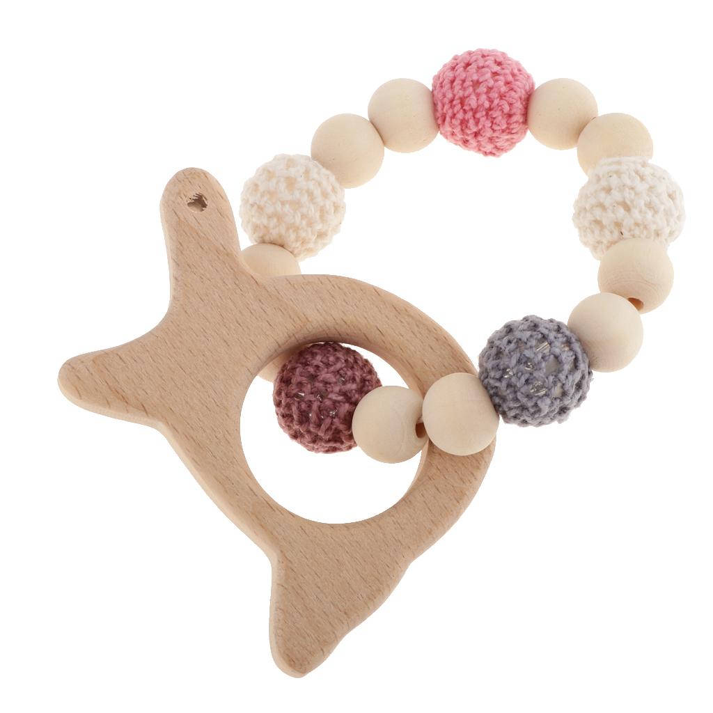 Baby Bracelets Wooden Teether Beads Teething Rattles Nursing Toy Turtle