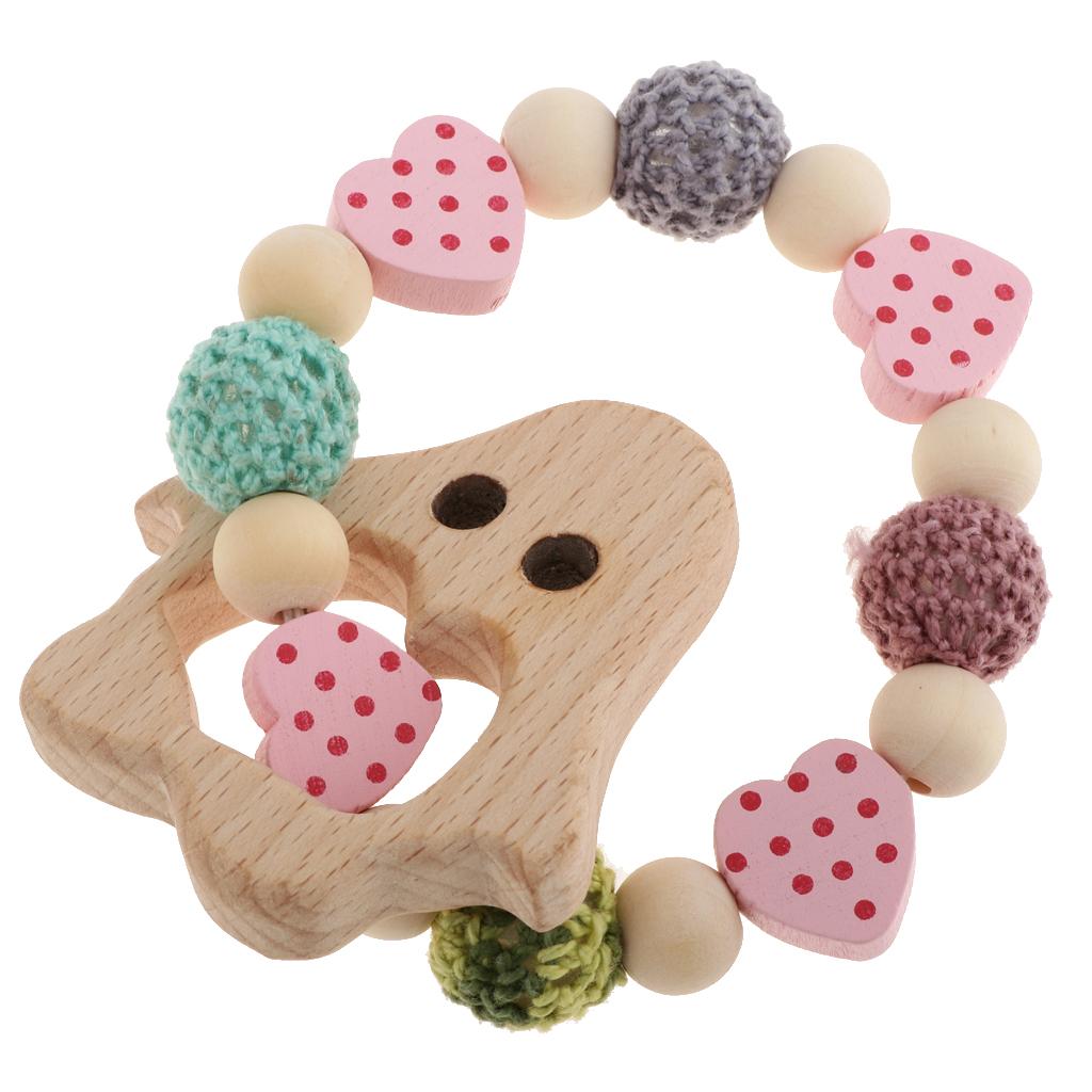 Baby Bracelets Wooden Teether Beads Teething Rattles Nursing Toy Penguin