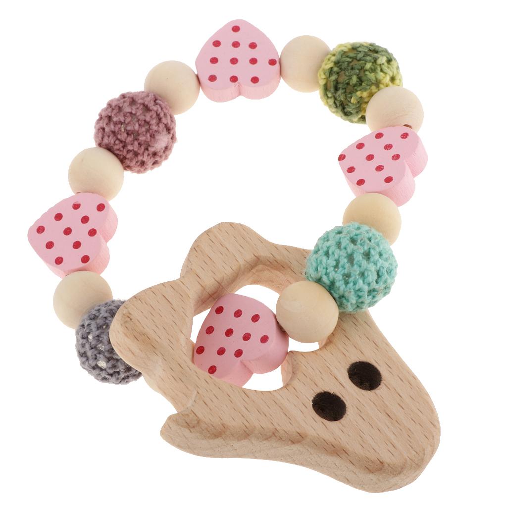 Baby Bracelets Wooden Teether Beads Teething Rattles Nursing Toy Penguin