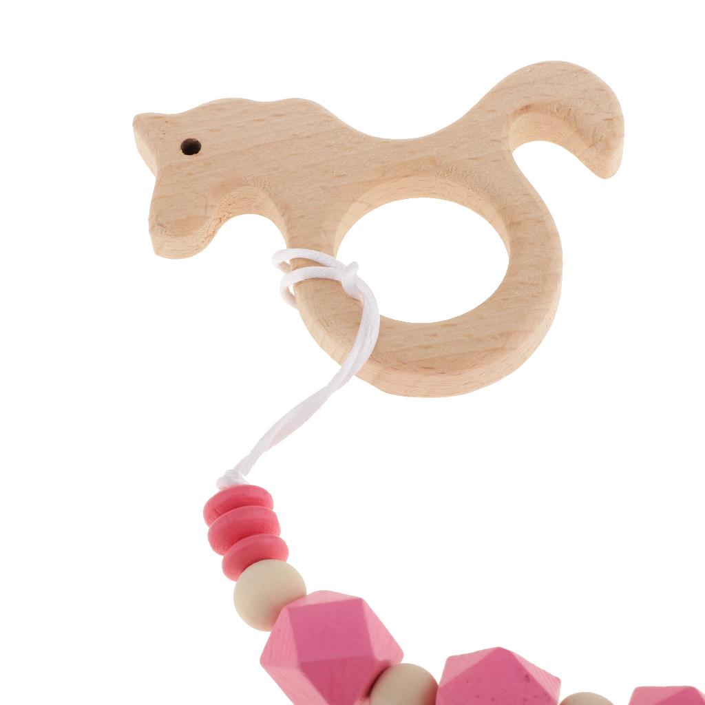 Baby Kids Color Wooden Children'S Cartoon Nipple Holder Red Unicorn