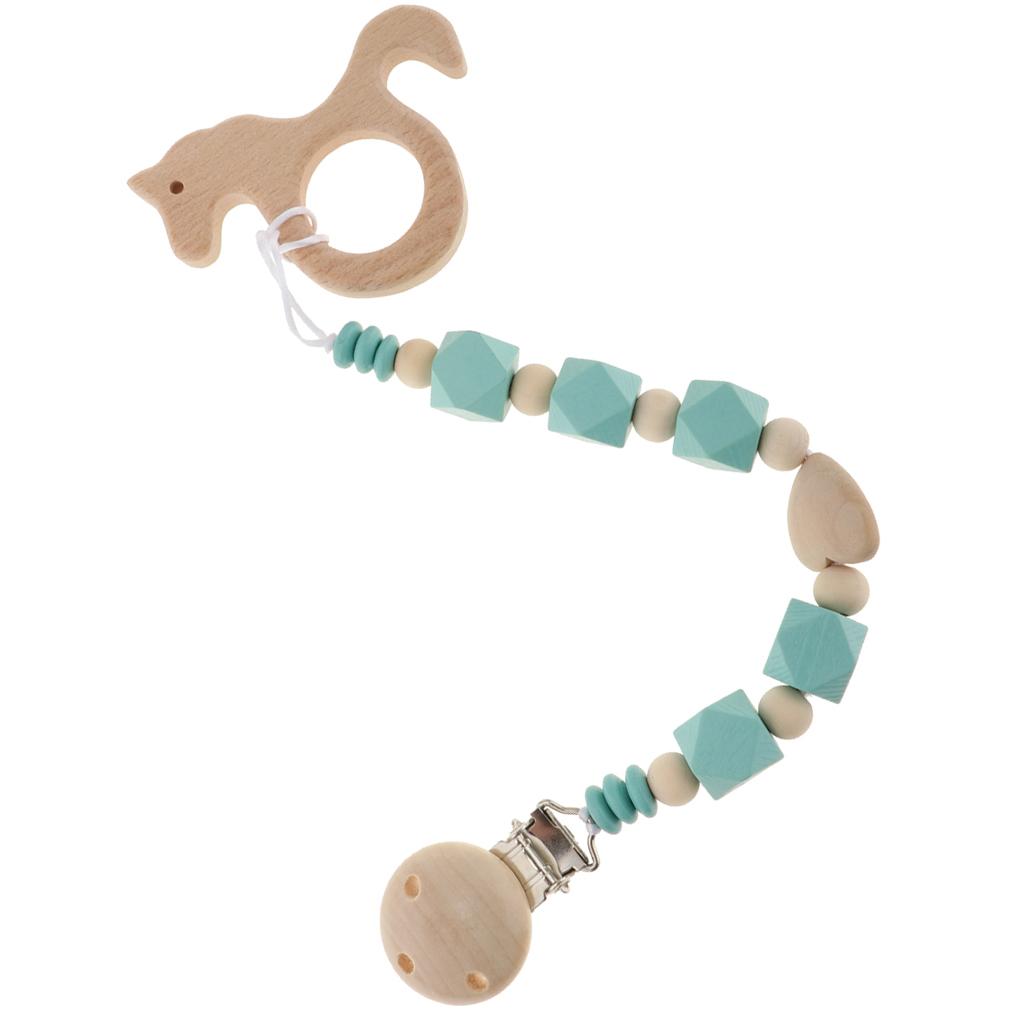 Baby Kids Color Wooden Children'S Cartoon Nipple Holder Green Unicorn