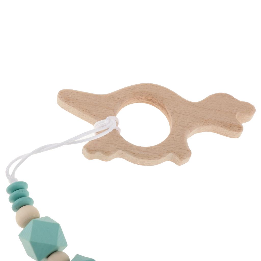 Baby Kids Color Wooden Children'S Cartoon Nipple Holder Green Dinosaur