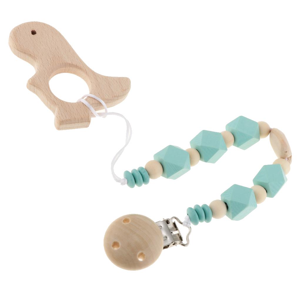Baby Kids Color Wooden Children'S Cartoon Nipple Holder Green Hippocampus