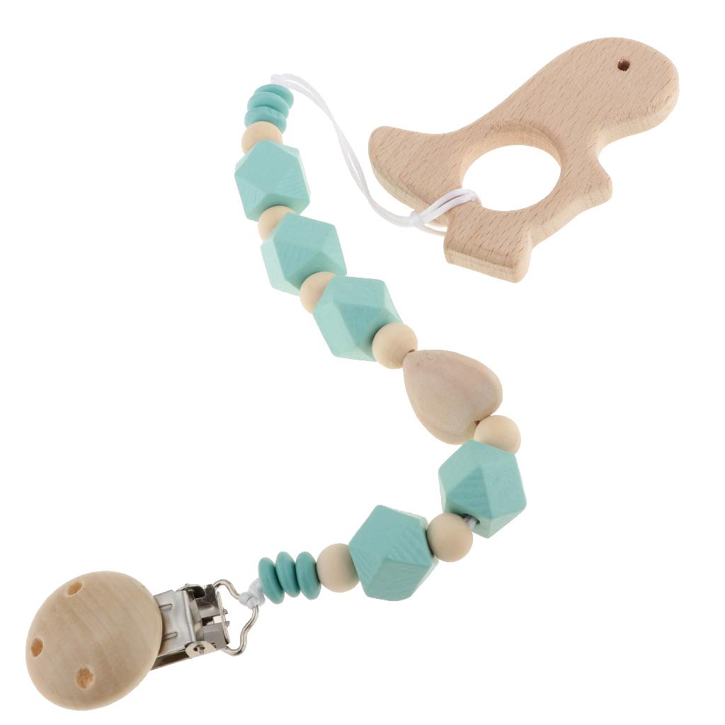 Baby Kids Color Wooden Children'S Cartoon Nipple Holder Green Hippocampus
