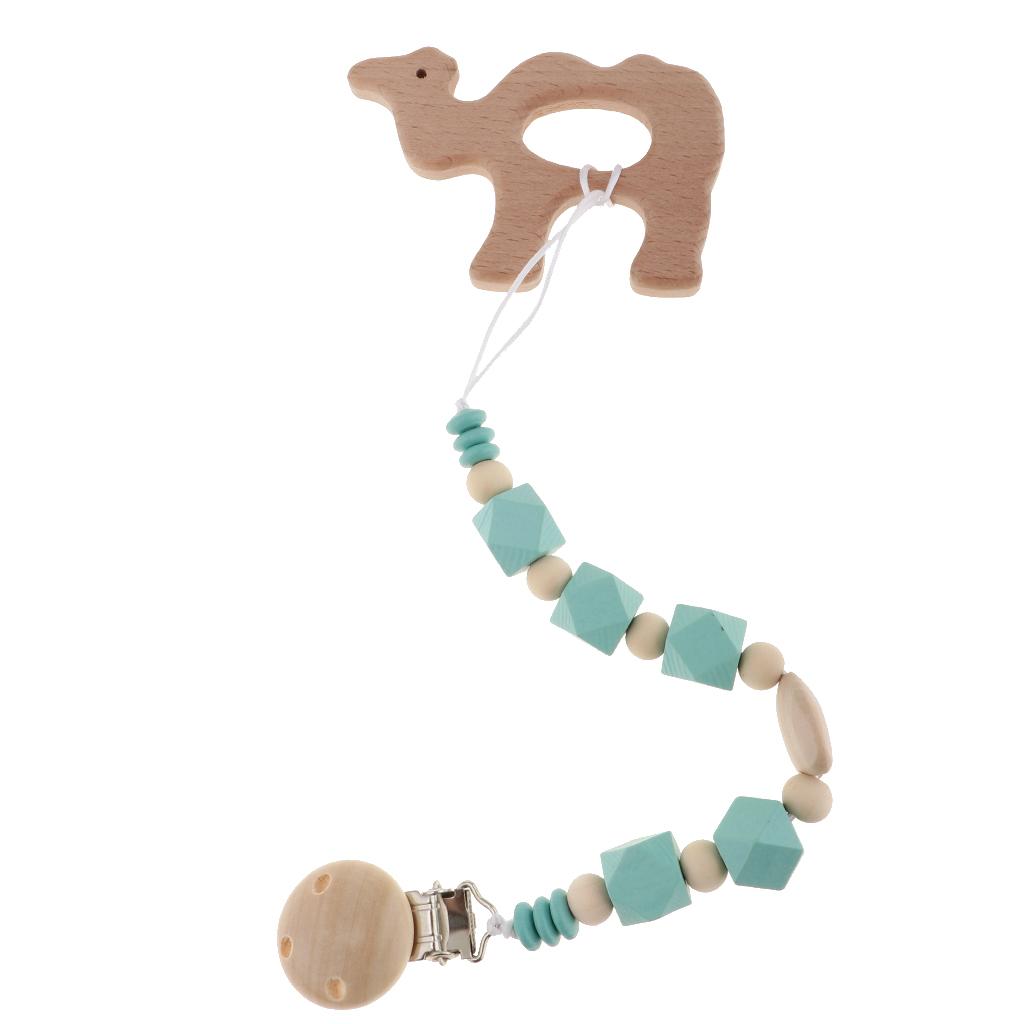 Baby Kids Color Wooden Children'S Cartoon Nipple Holder Green Camel