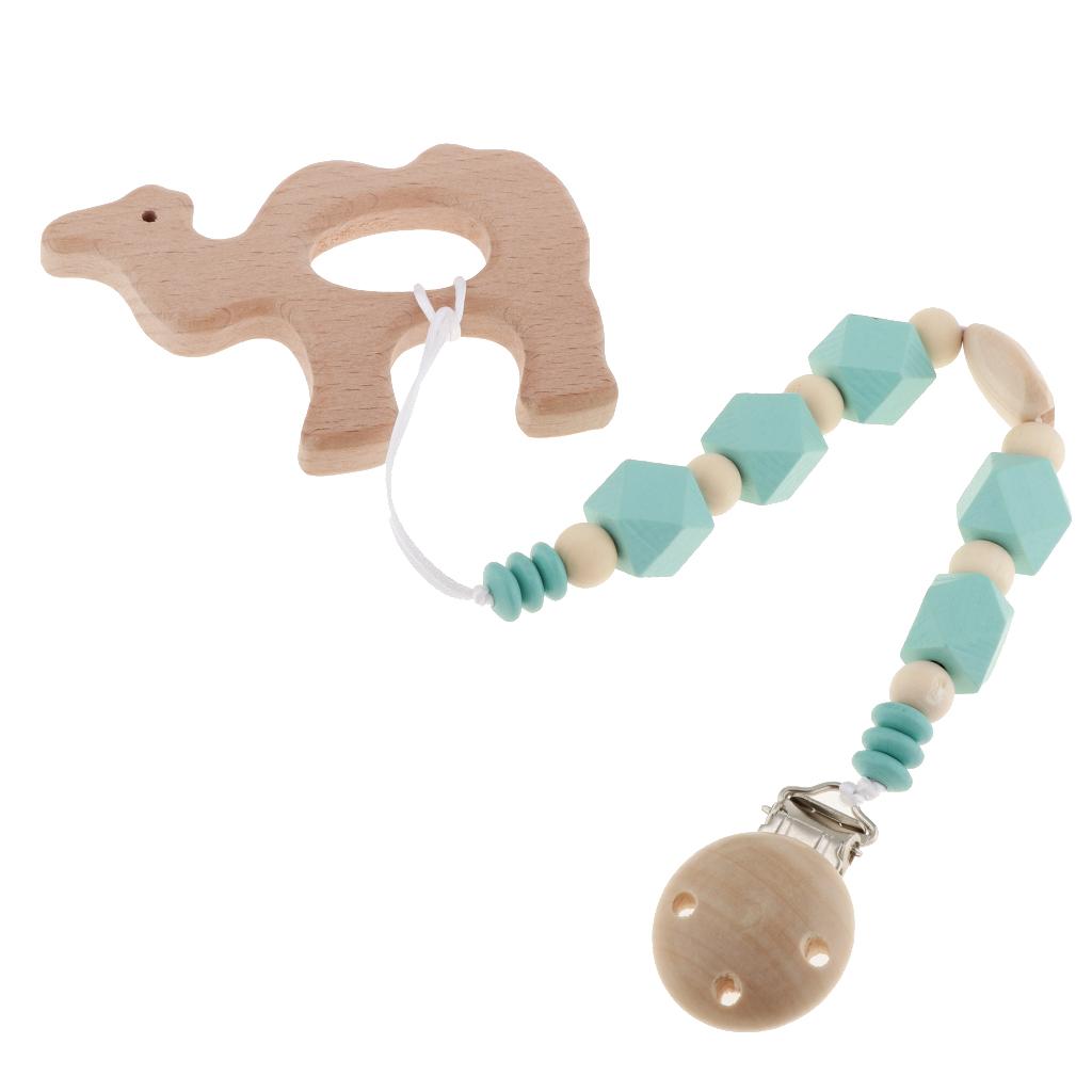 Baby Kids Color Wooden Children'S Cartoon Nipple Holder Green Camel