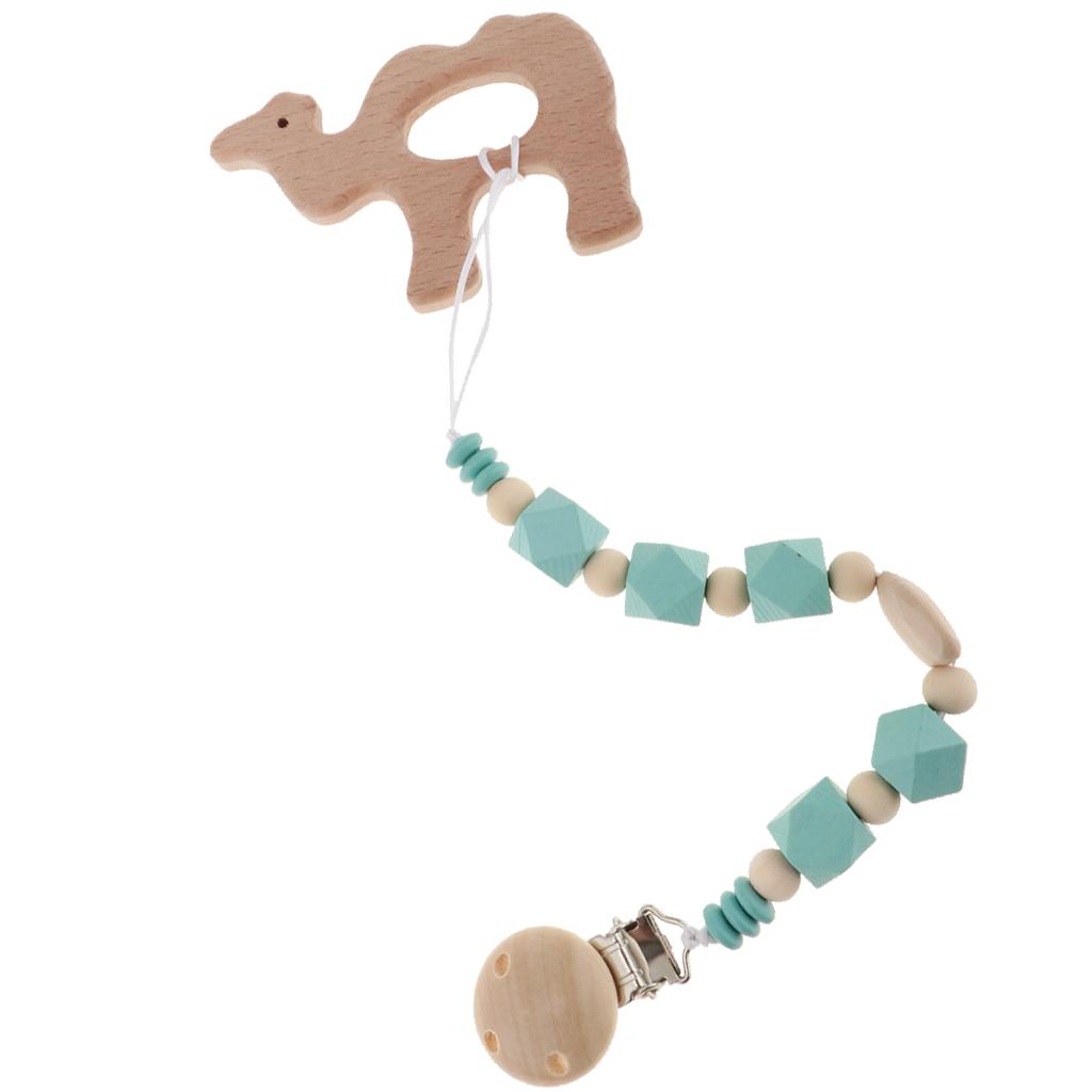 Baby Kids Color Wooden Children'S Cartoon Nipple Holder Green Camel