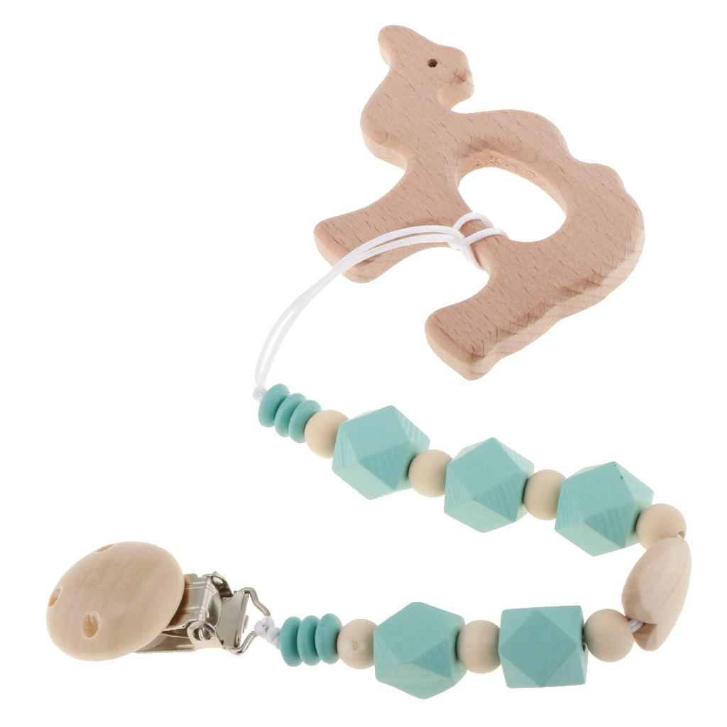 Baby Kids Color Wooden Children'S Cartoon Nipple Holder Green Camel
