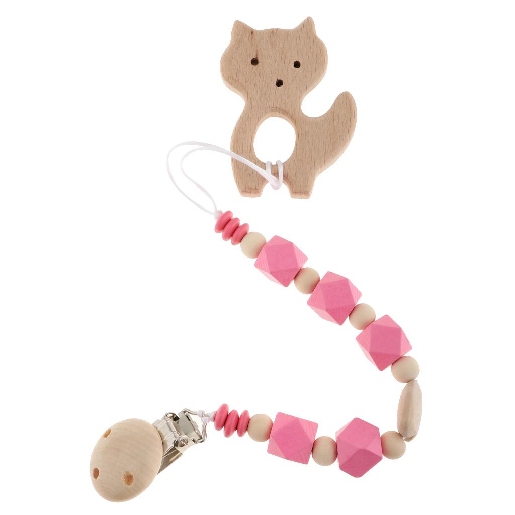 Baby Kids Color Wooden Children'S Cartoon Nipple Holder Red Fox