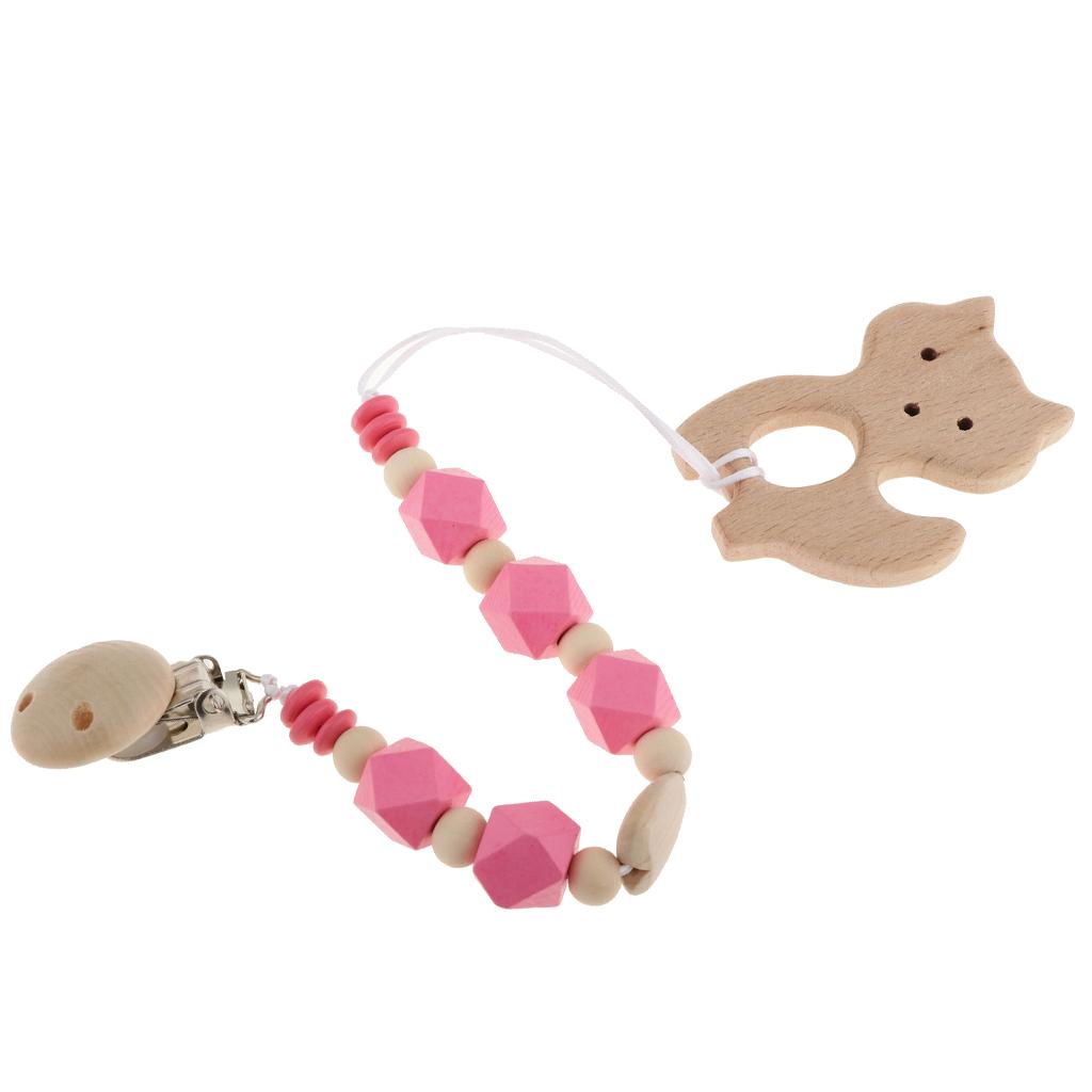 Baby Kids Color Wooden Children'S Cartoon Nipple Holder Red Fox