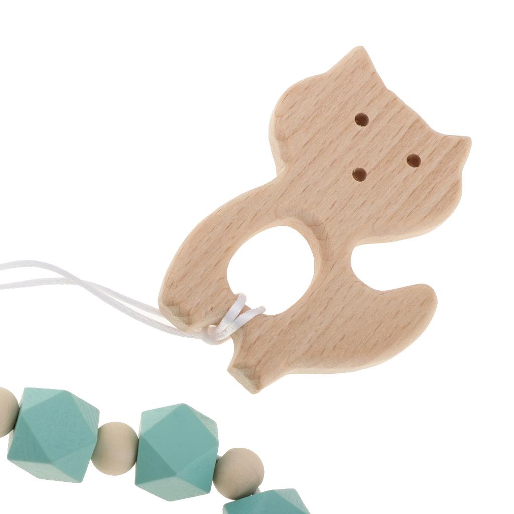 Baby Kids Color Wooden Children'S Cartoon Nipple Holder Green Fox