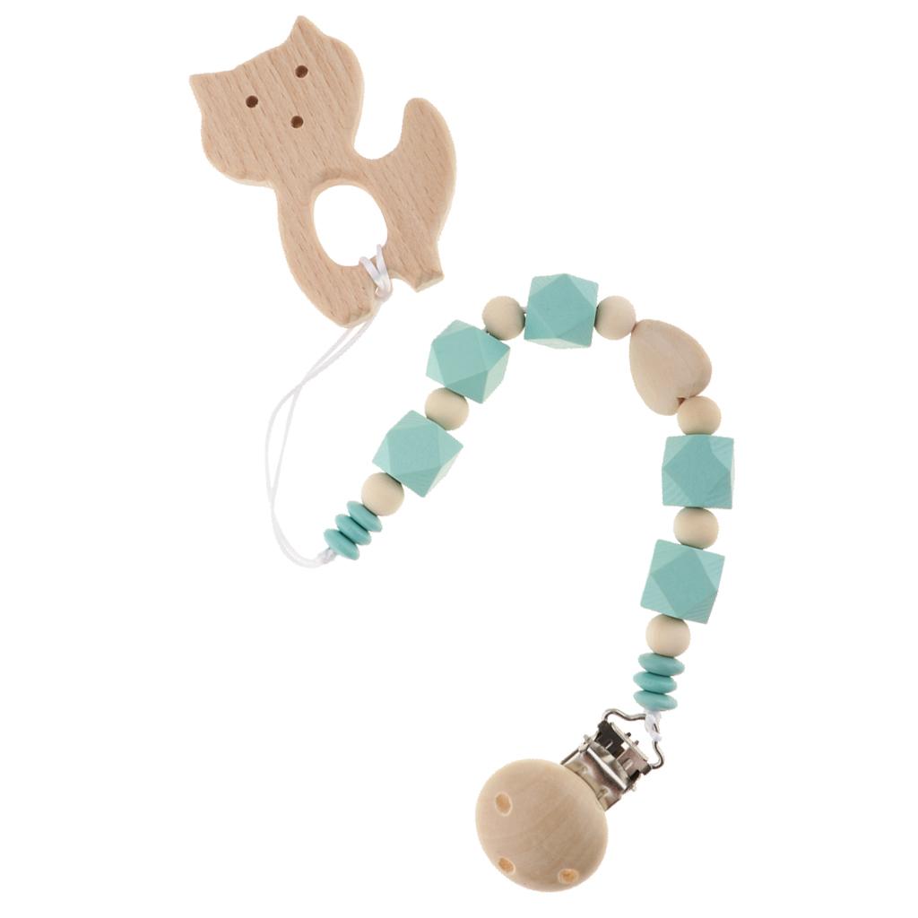 Baby Kids Color Wooden Children'S Cartoon Nipple Holder Green Fox