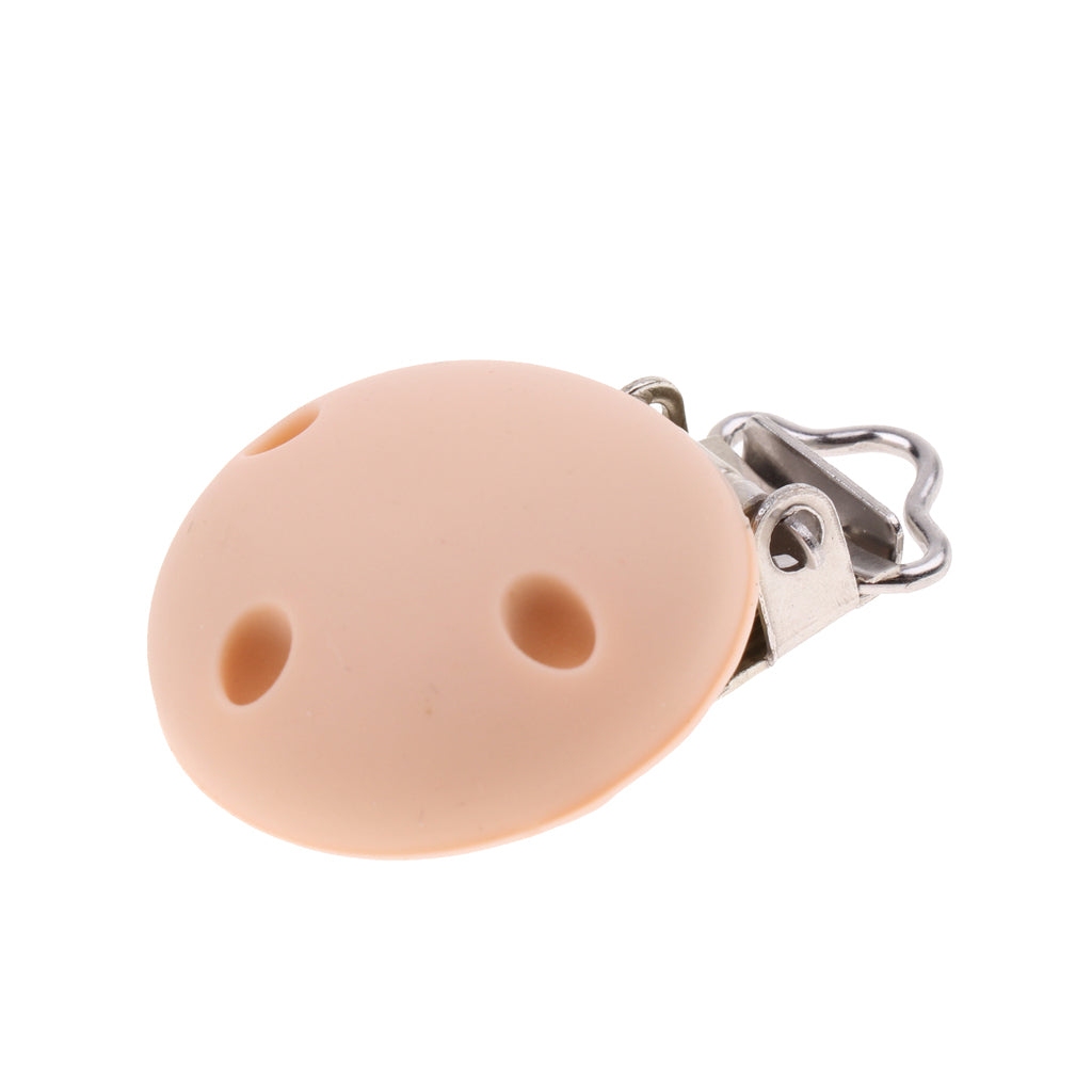 Cute Baby Pacifier Round Silicone Soother Clip Metal Holders Clasp Orange