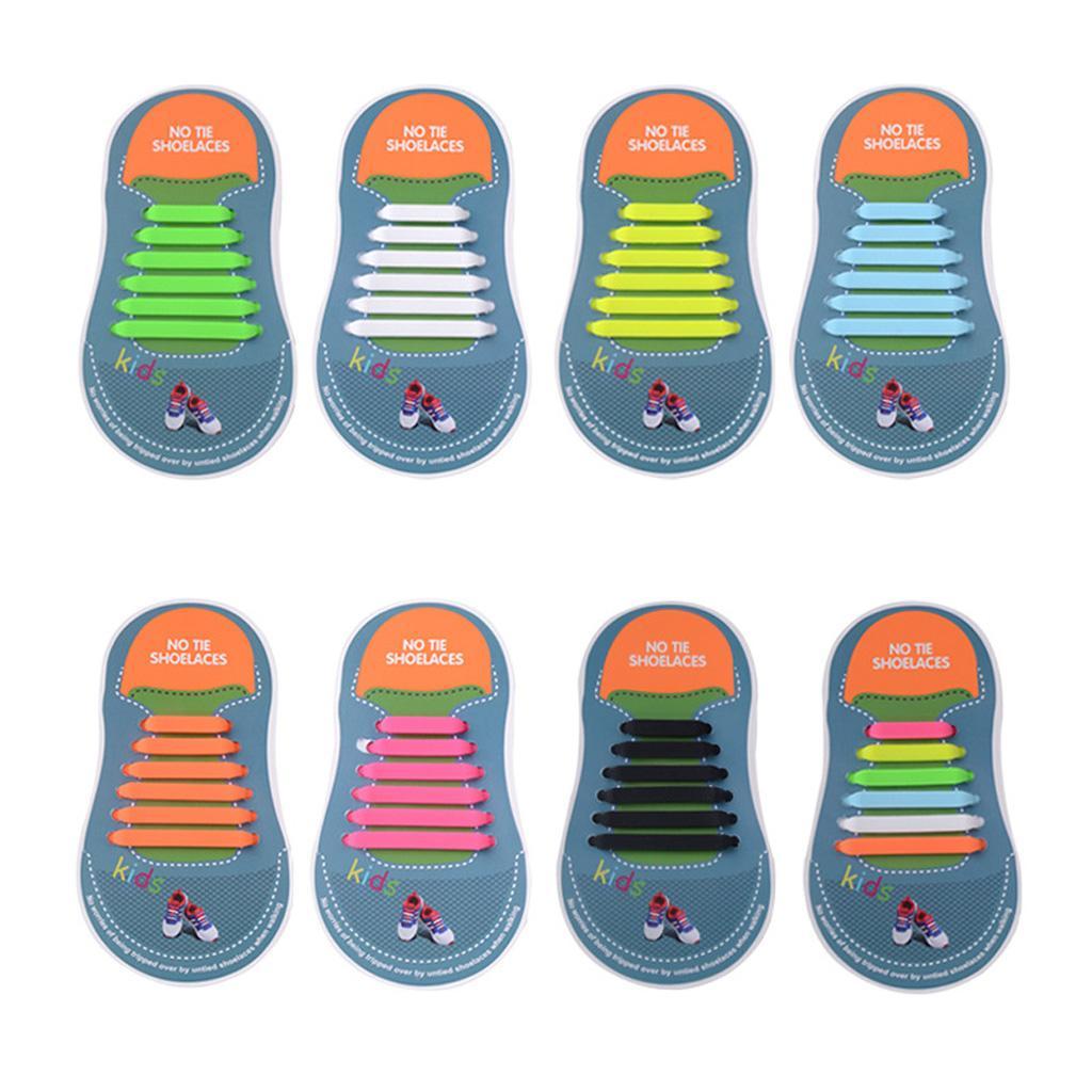 Easy No Tie Shoelaces Elastic Silicone Flat Shoe Lace Set for Kids White