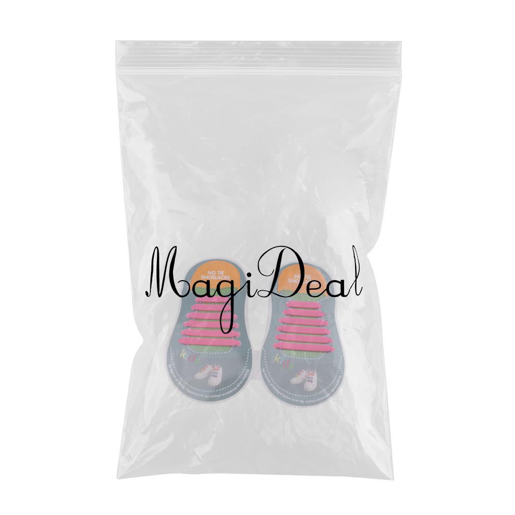 Easy No Tie Shoelaces Elastic Silicone Flat Shoe Lace Set for Kids Pink