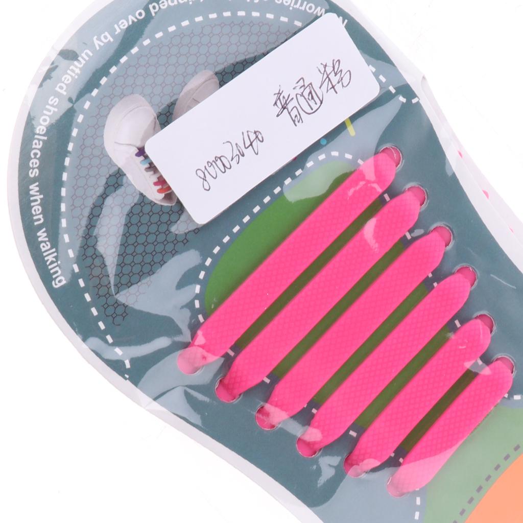 Easy No Tie Shoelaces Elastic Silicone Flat Shoe Lace Set for Kids Pink