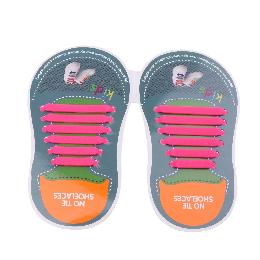 Easy No Tie Shoelaces Elastic Silicone Flat Shoe Lace Set for Kids Pink