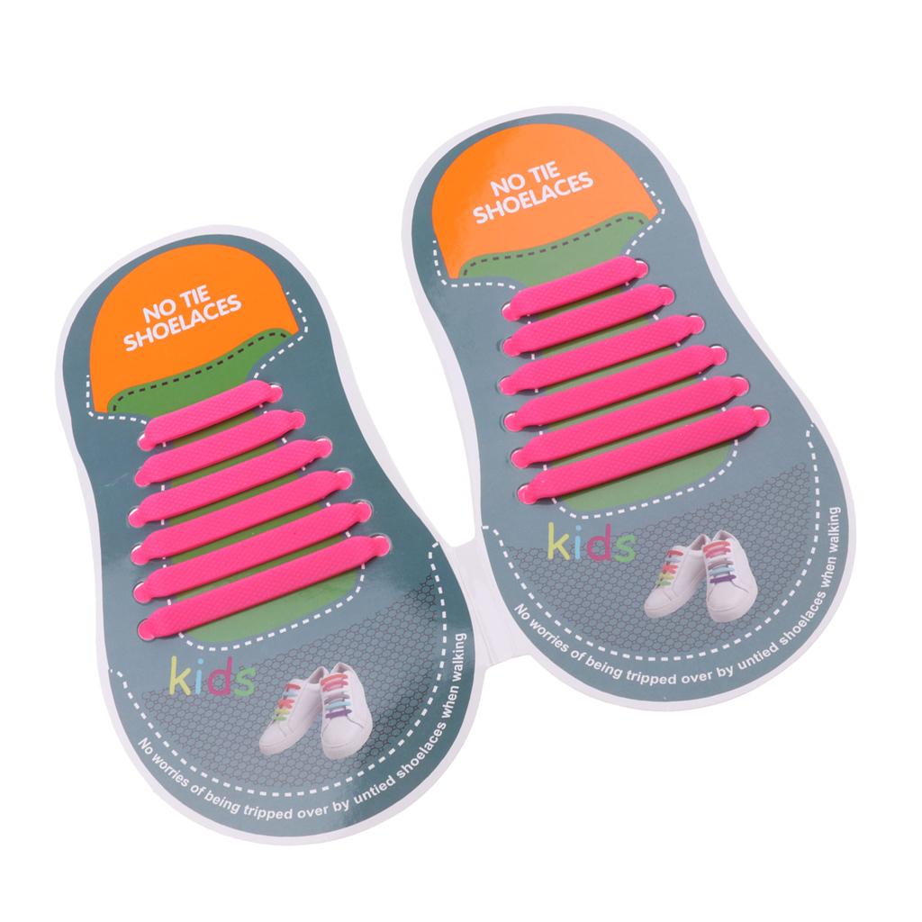 Easy No Tie Shoelaces Elastic Silicone Flat Shoe Lace Set for Kids Pink