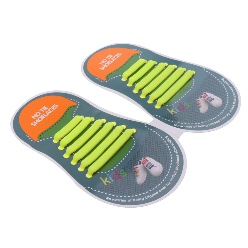 Easy No Tie Shoelaces Elastic Silicone Flat Shoe Lace Set for Kids Yellow