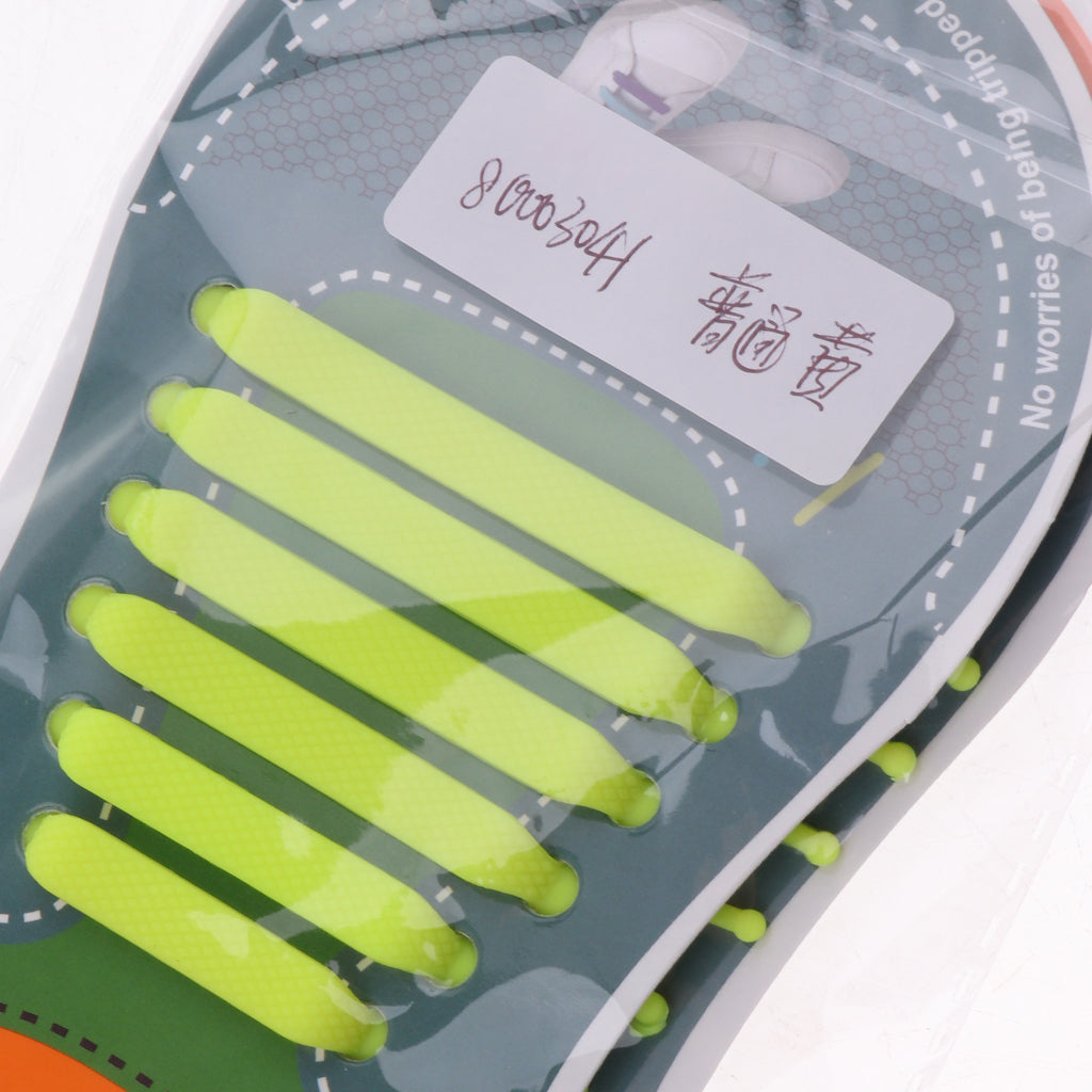 Easy No Tie Shoelaces Elastic Silicone Flat Shoe Lace Set for Kids Yellow