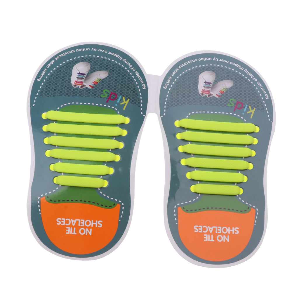 Easy No Tie Shoelaces Elastic Silicone Flat Shoe Lace Set for Kids Yellow