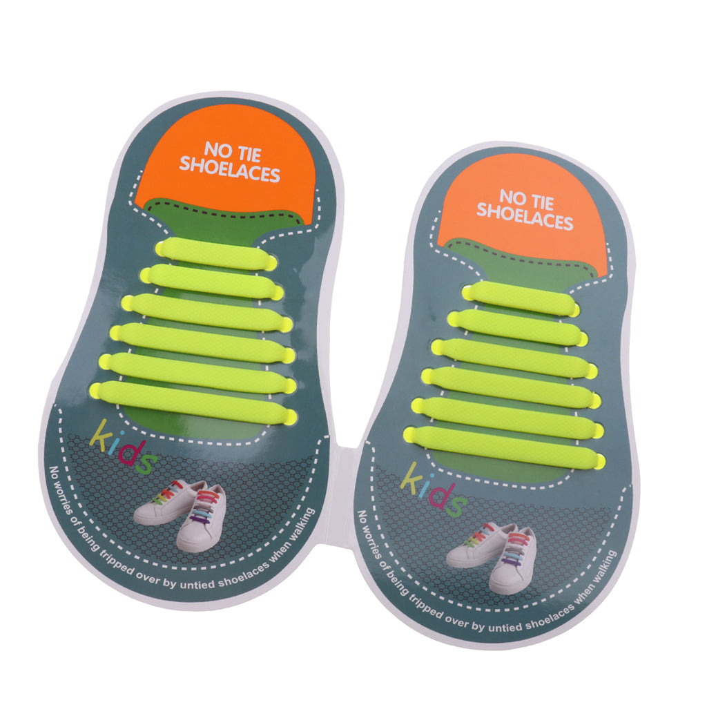 Easy No Tie Shoelaces Elastic Silicone Flat Shoe Lace Set for Kids Yellow