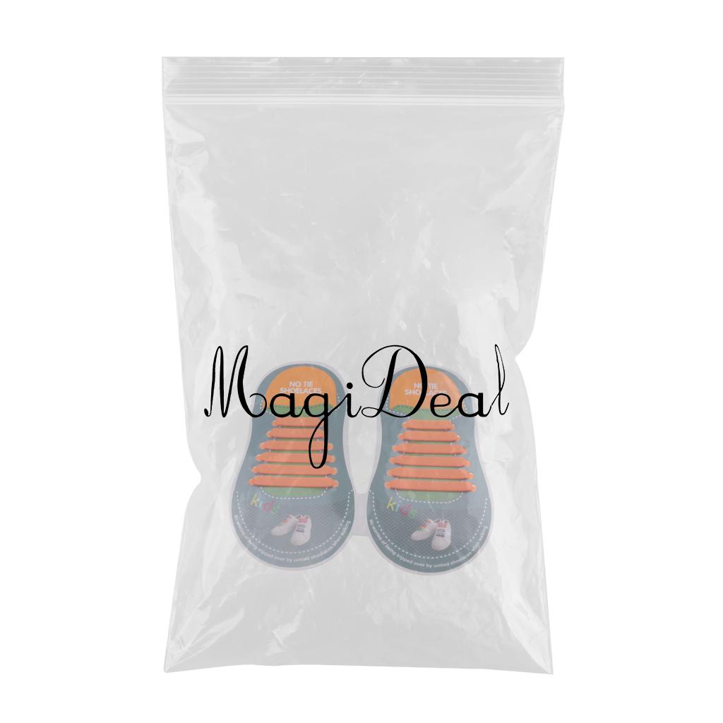 Easy No Tie Shoelaces Elastic Silicone Flat Shoe Lace Set for Kids Orange