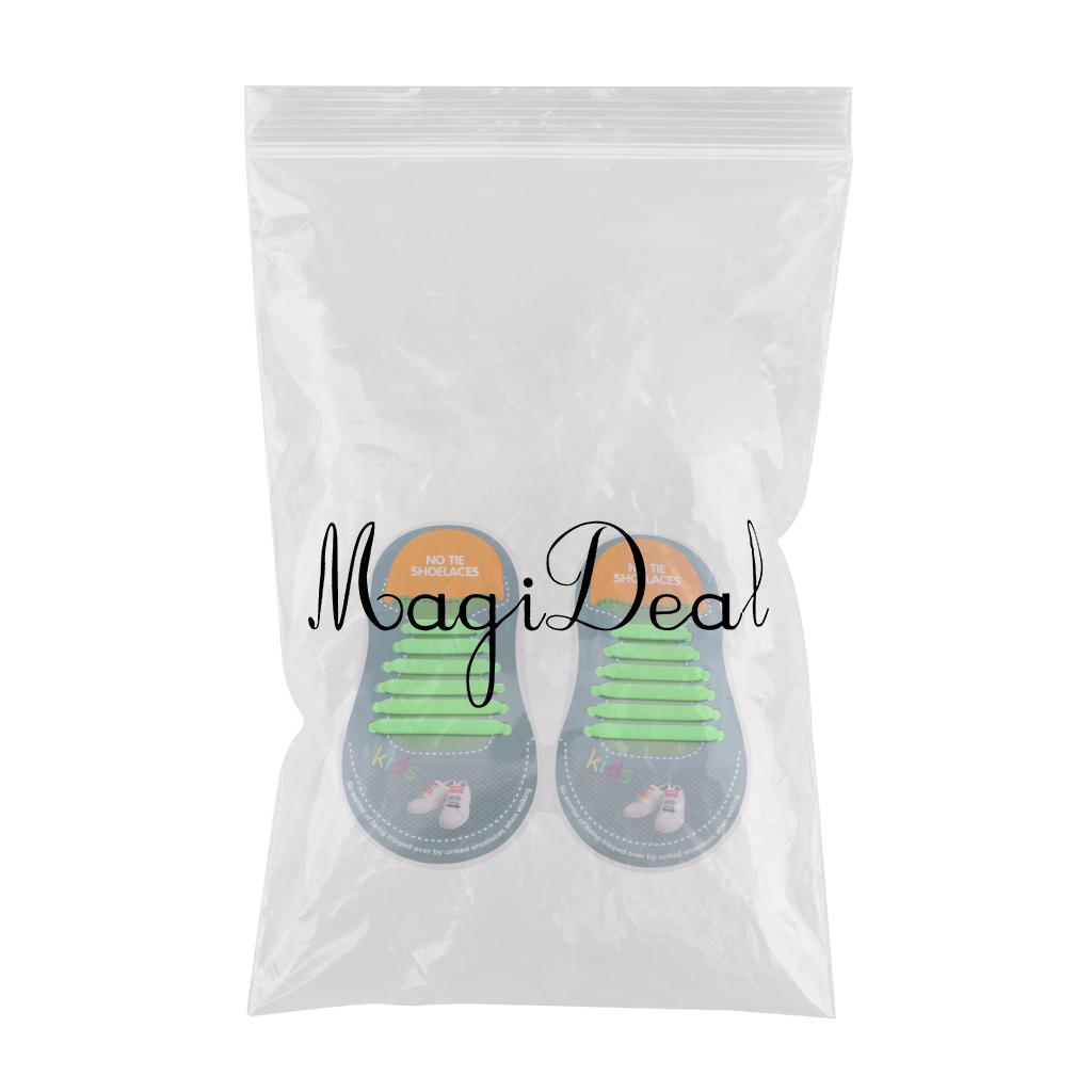Easy No Tie Shoelaces Elastic Silicone Flat Shoe Lace Set for Kids Green