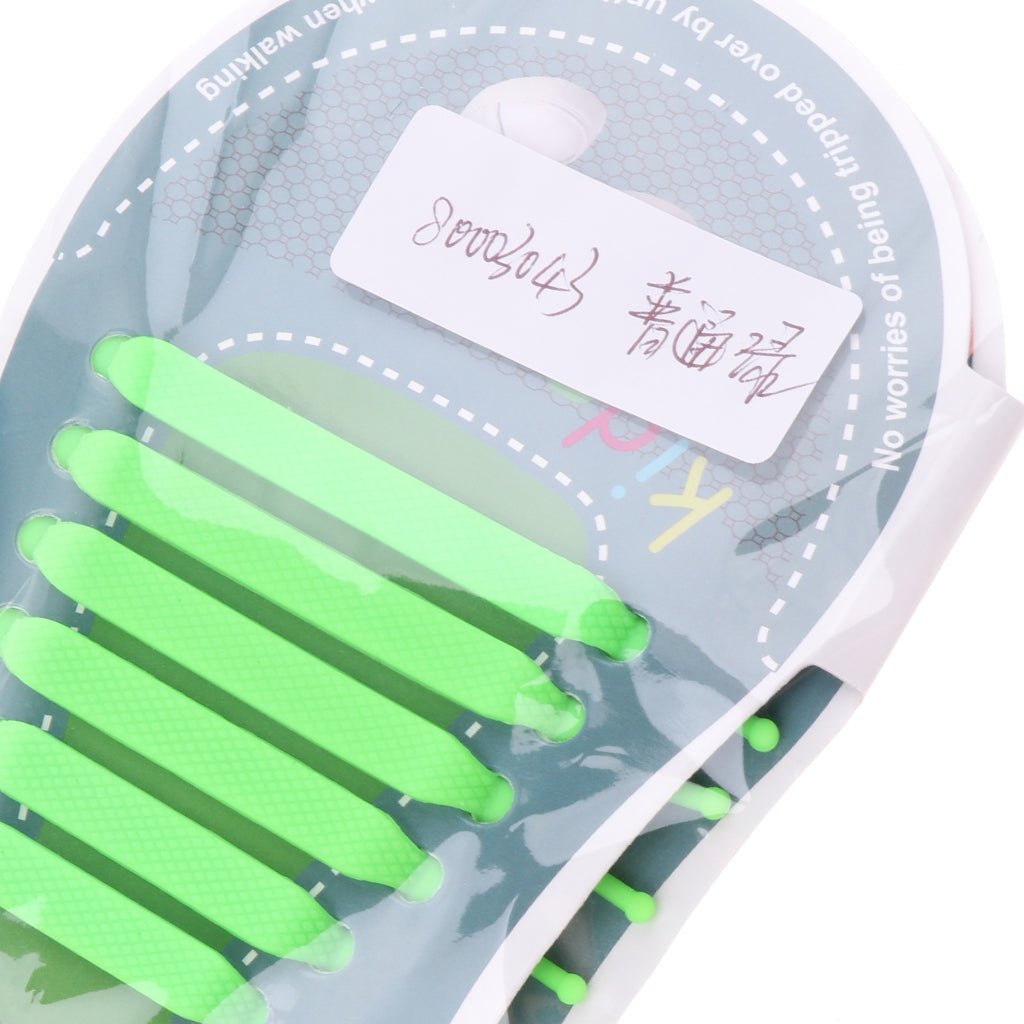 Easy No Tie Shoelaces Elastic Silicone Flat Shoe Lace Set for Kids Green
